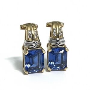 Leer Gem Ltd 𖦹 5+ CTW Radiant Cut Tanzanite Diamond Drop Earrings 𖦹 14K Gold